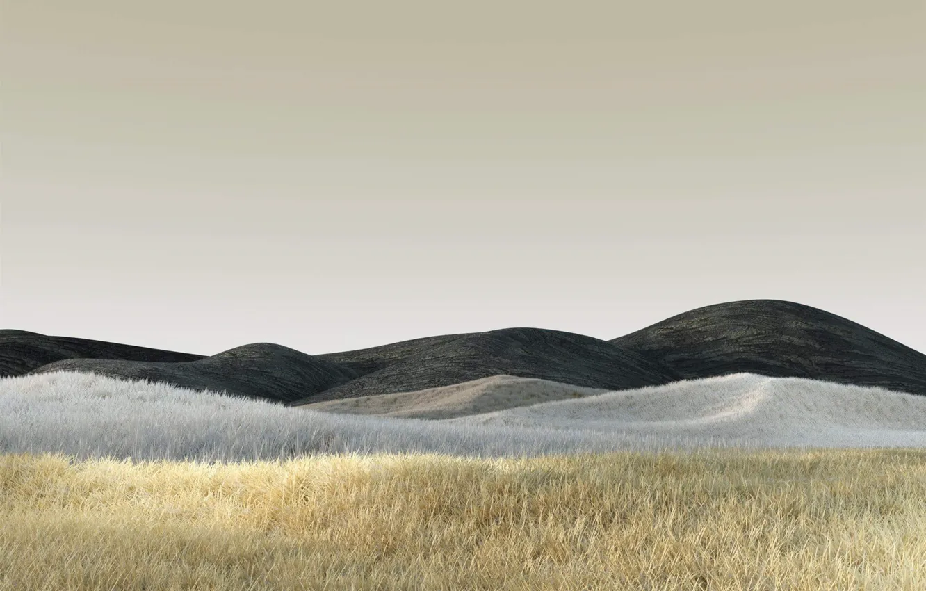 Photo wallpaper the sky, grass, hills, Surface Laptop 3