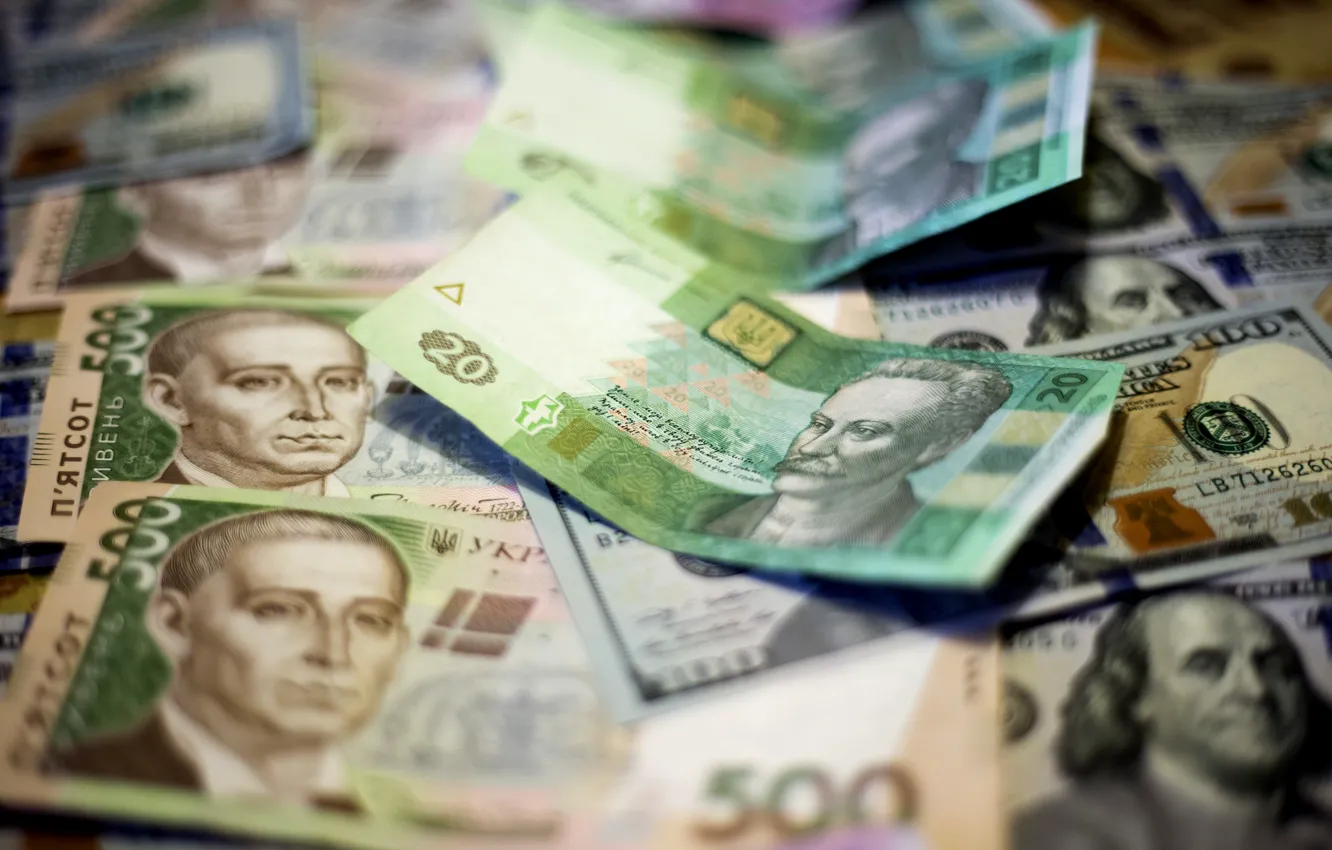 Photo wallpaper money, dollars, Ukraine, currency, The HRYVNIA