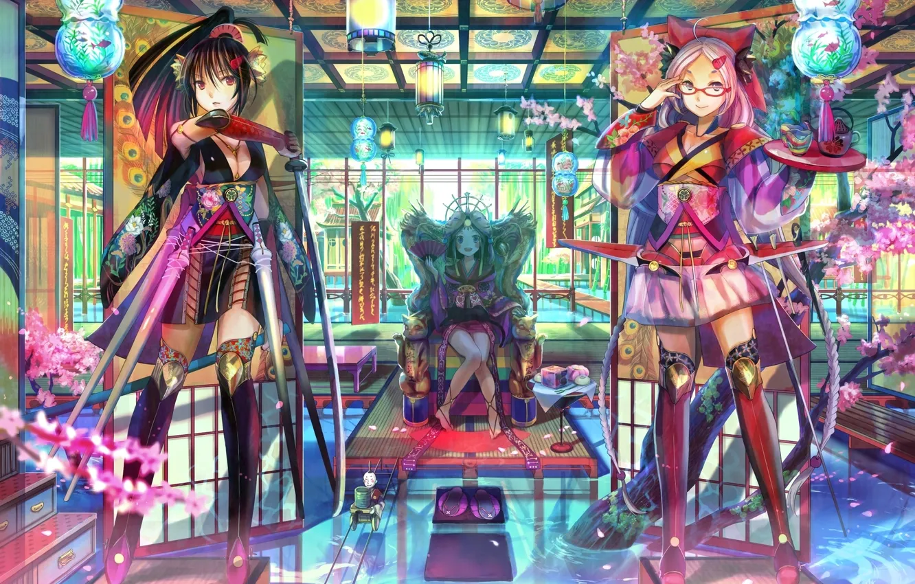 Photo wallpaper weapons, security, girl