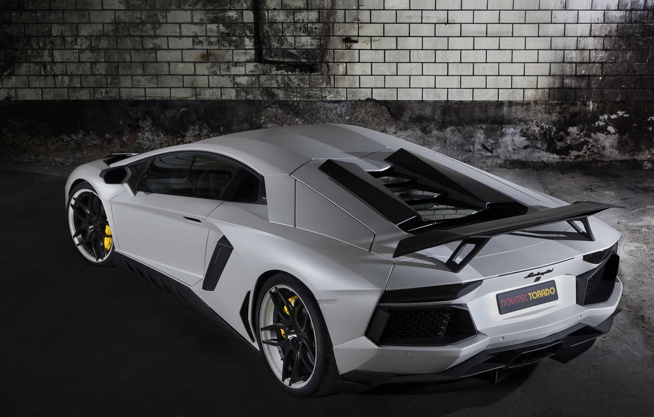 Photo wallpaper Lamborghini, white, tuning, aventador, novitec
