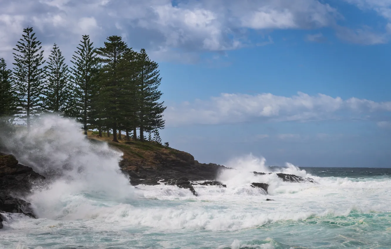 Photo wallpaper wave, landscape, rocks, Fleur Walton