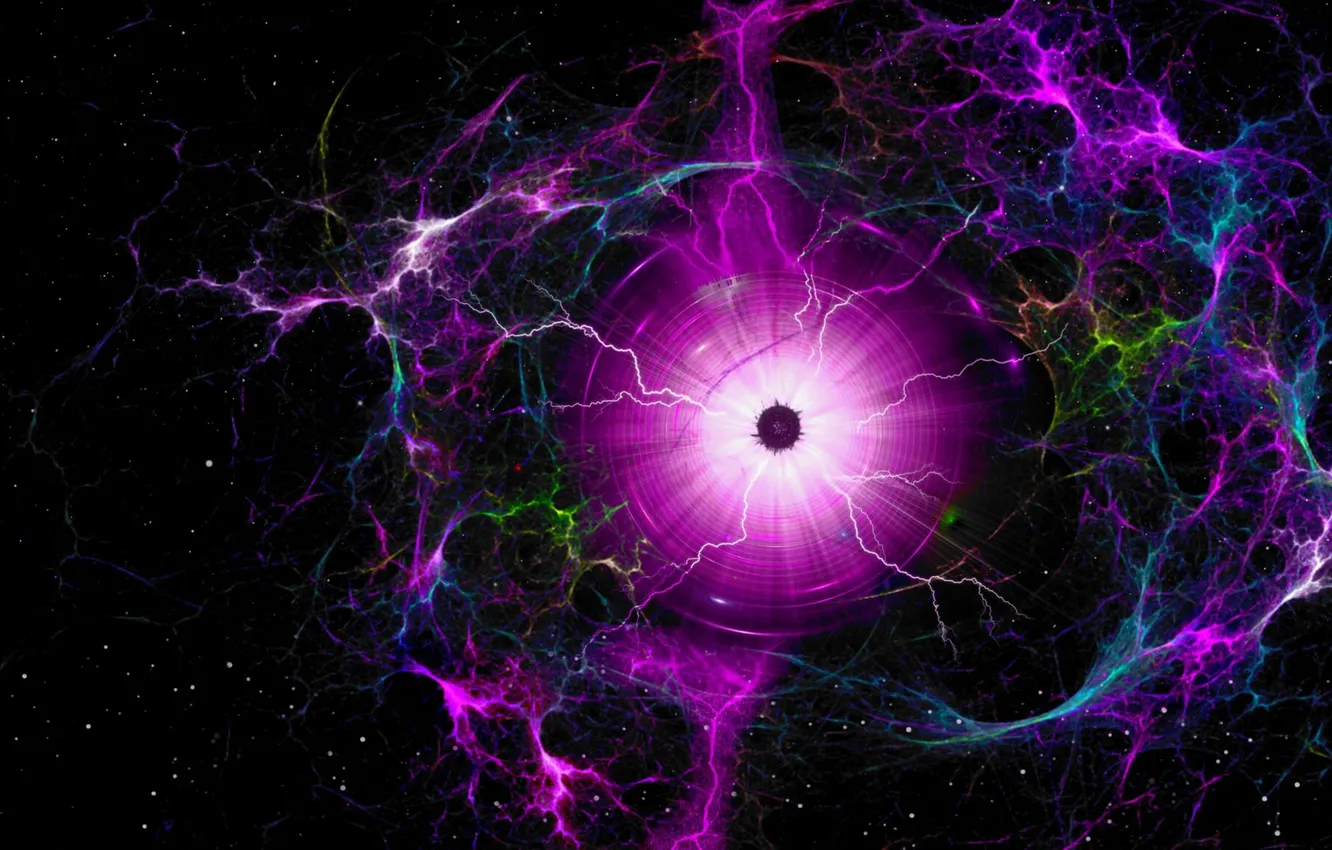 Photo wallpaper lightning, energy, abstraction, bright, fractal