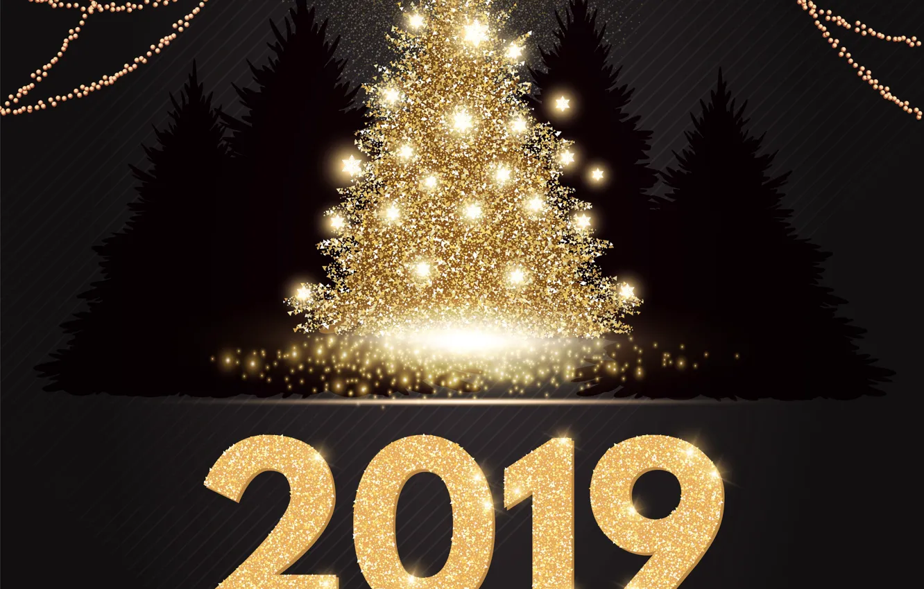 Photo wallpaper background, holiday, Shine, New year, tree, postcard