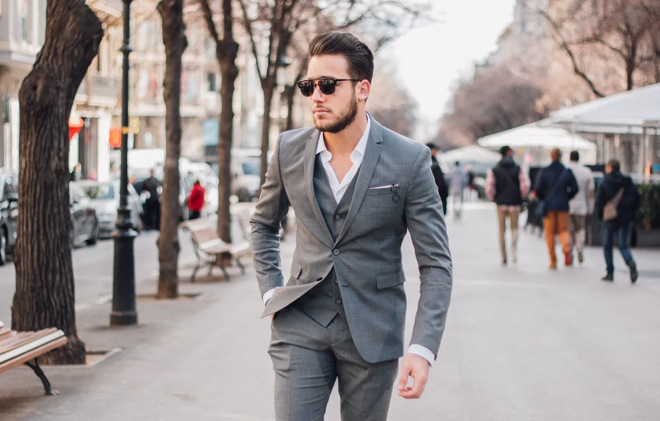 Photo wallpaper street, glasses, costume, male, guy, is