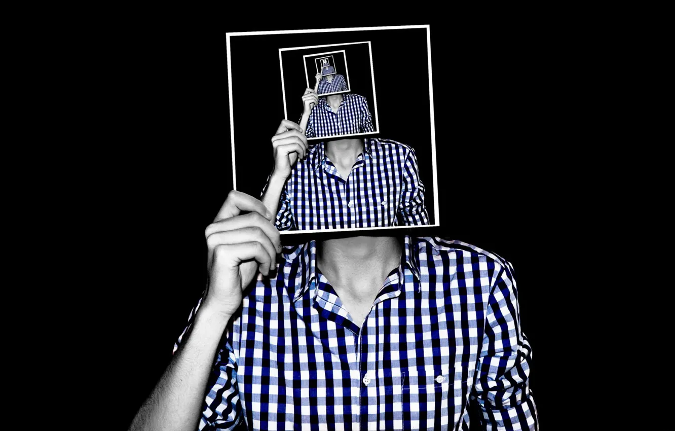 Photo wallpaper photo, male, plaid shirt, optical illusions