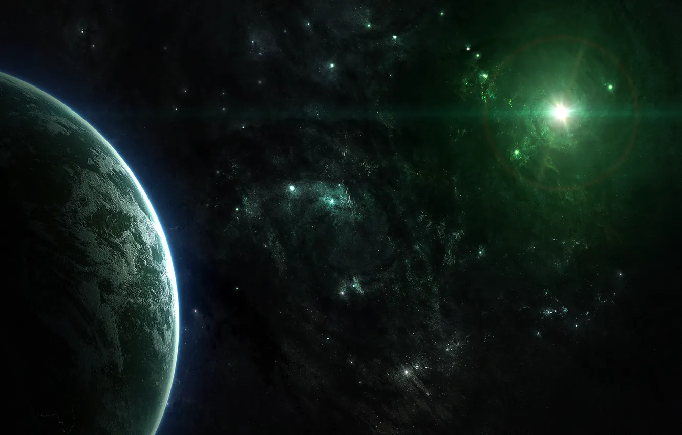 Photo wallpaper space, stars, planet