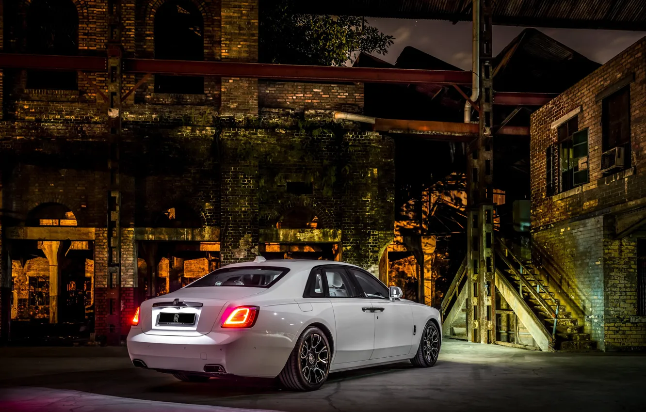 Photo wallpaper Rolls-Royce, light, white, Ghost, luxury, Rear, Rolls Royce Ghost, Black Badge
