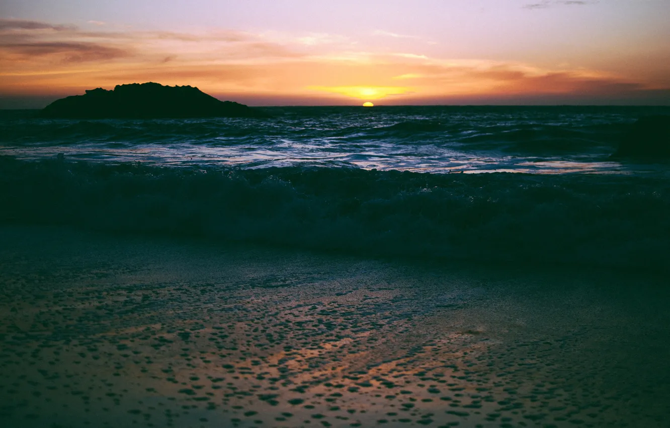 Photo wallpaper sea, beach, the sun, sunset, the evening, San Francisco, USA, California