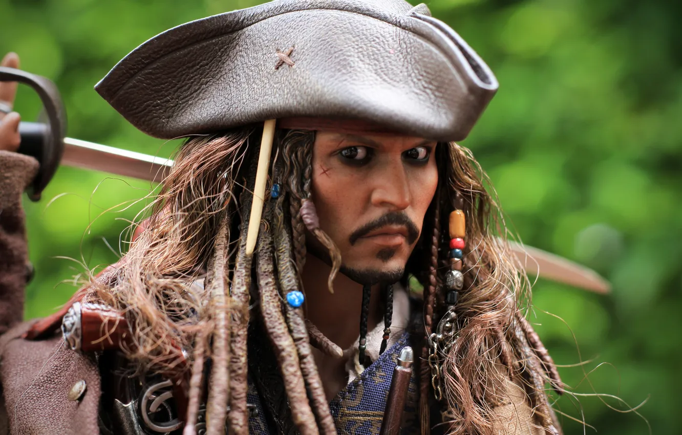 Photo wallpaper young, johny depp, Jack Sparrow, warrior, Black Pearl