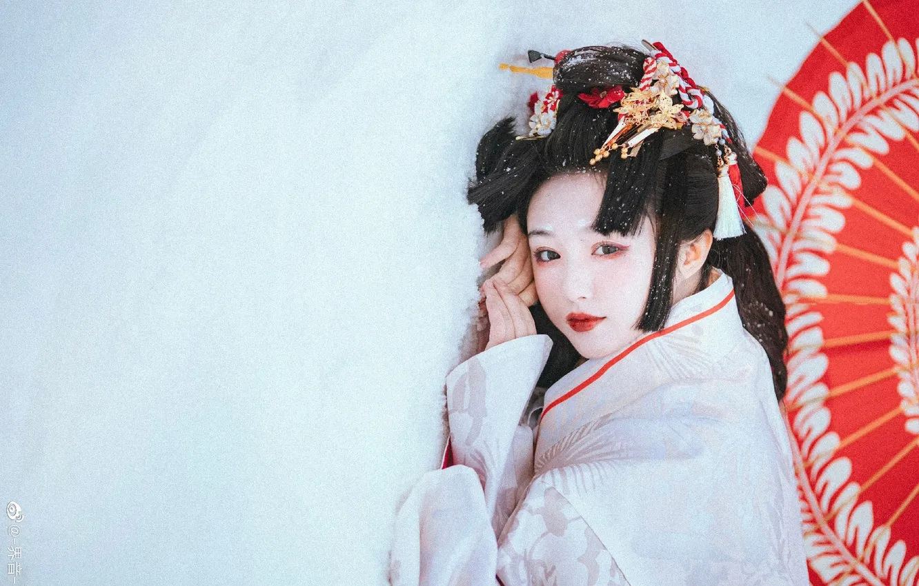 Photo wallpaper winter, girl, China