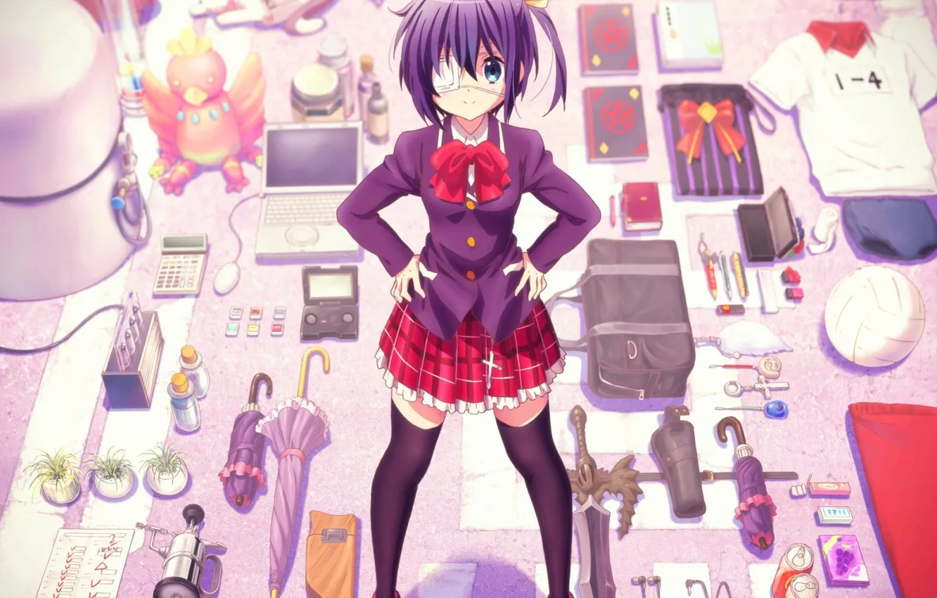 Photo wallpaper weapon, computer, game console, Rikka Takanashi