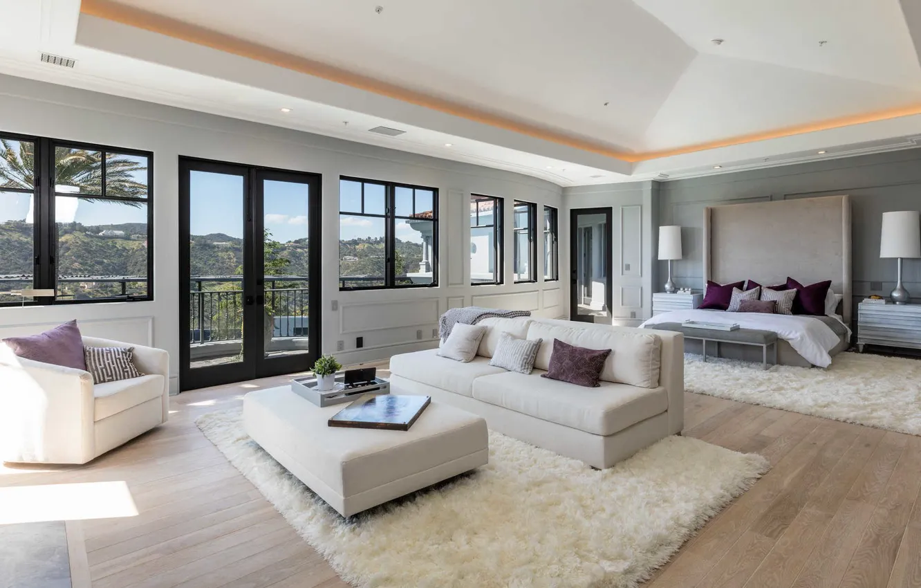 Photo wallpaper furniture, interior, bedroom, Beverly Hills, Mansion