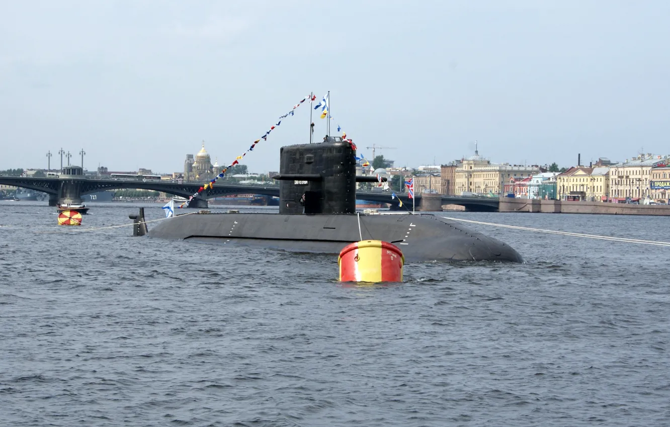 Photo wallpaper boat, submarine, parade, underwater, Neva, diesel, St. Petersburg