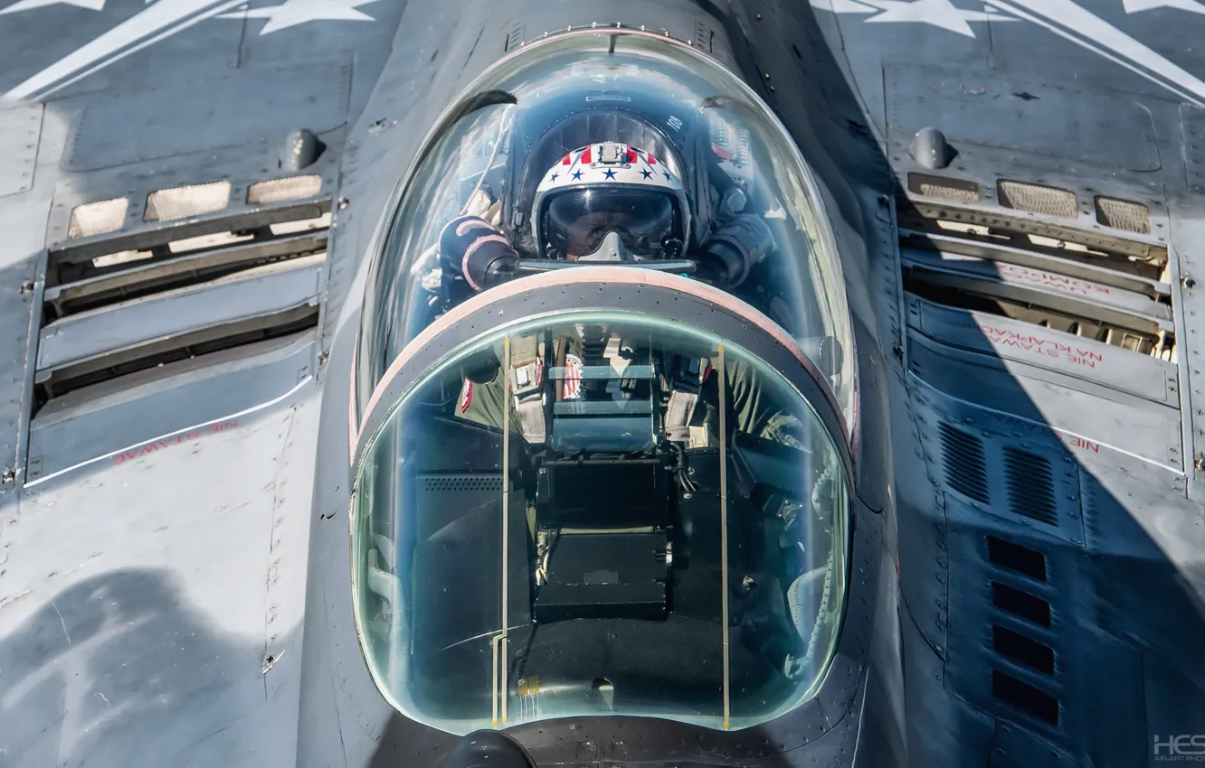 Photo wallpaper Fighter, Lantern, Helmet, The MiG-29, Pilot, Cockpit, Polish air force, ILS