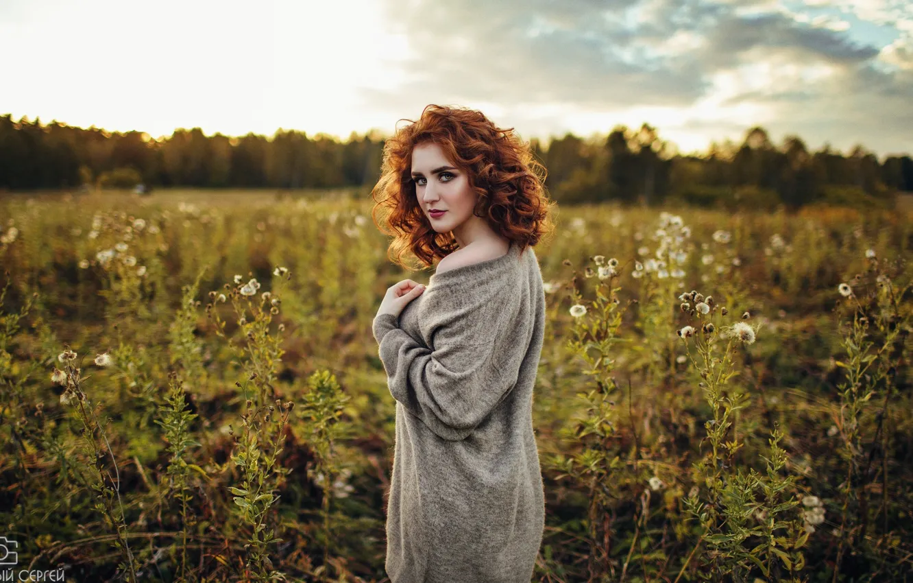 Photo wallpaper girl, nature, red, curls, Sergey Potulny, Nastya Yakovleva