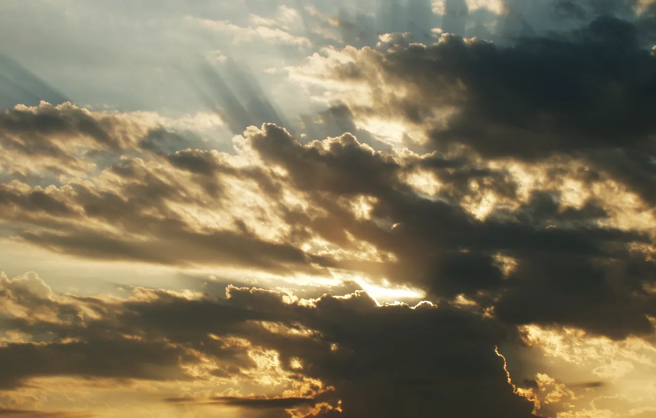 Photo wallpaper the sky, rays, sunset