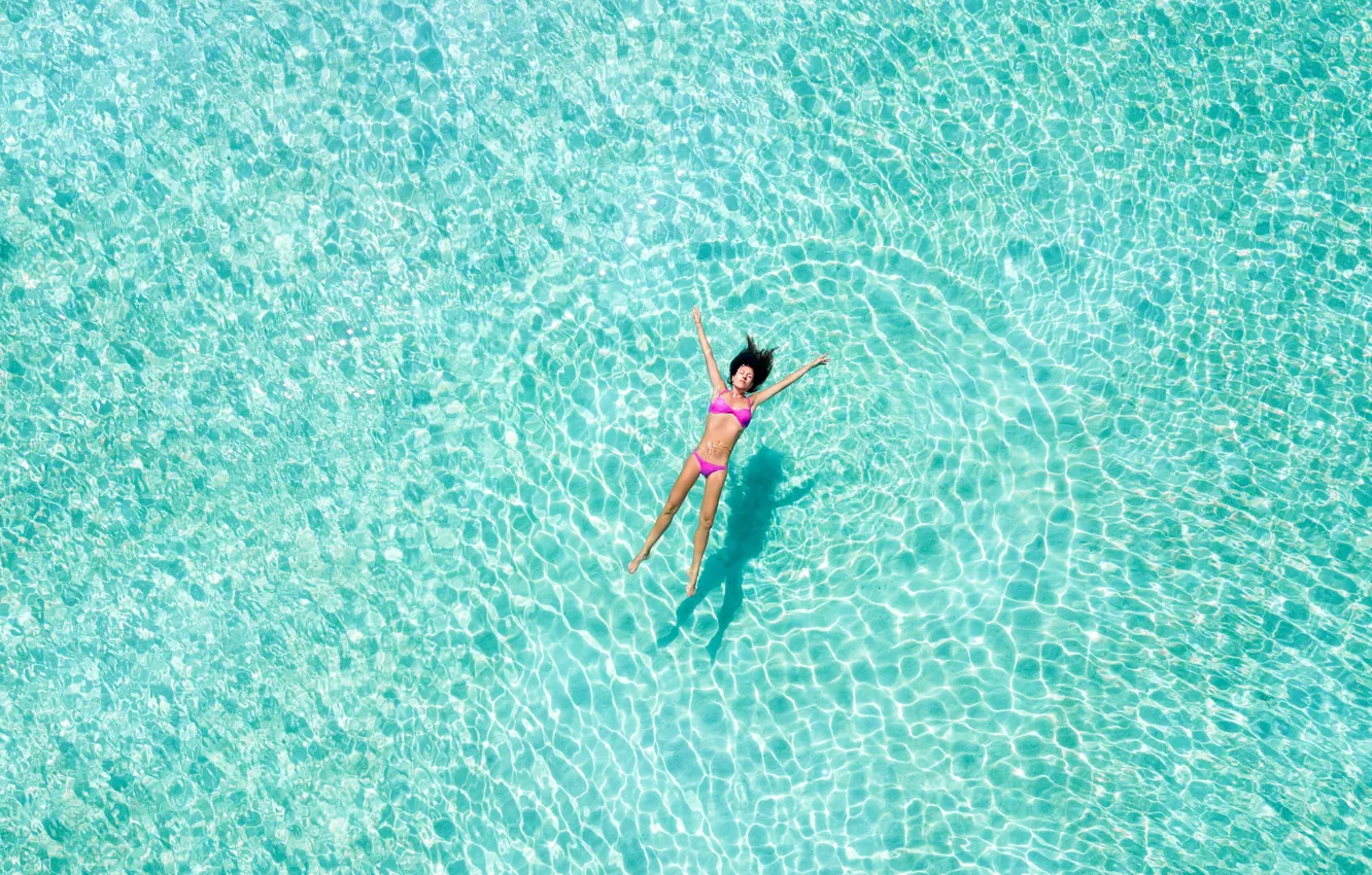 Photo wallpaper girl, pool, water, bikini