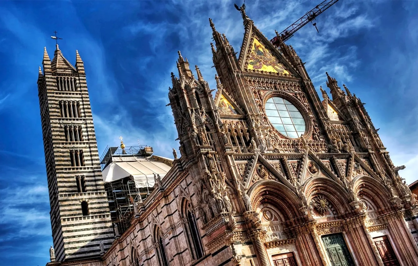 Photo wallpaper cathedral, sky, Italy, art, clouds, architecture, Tuscany, church