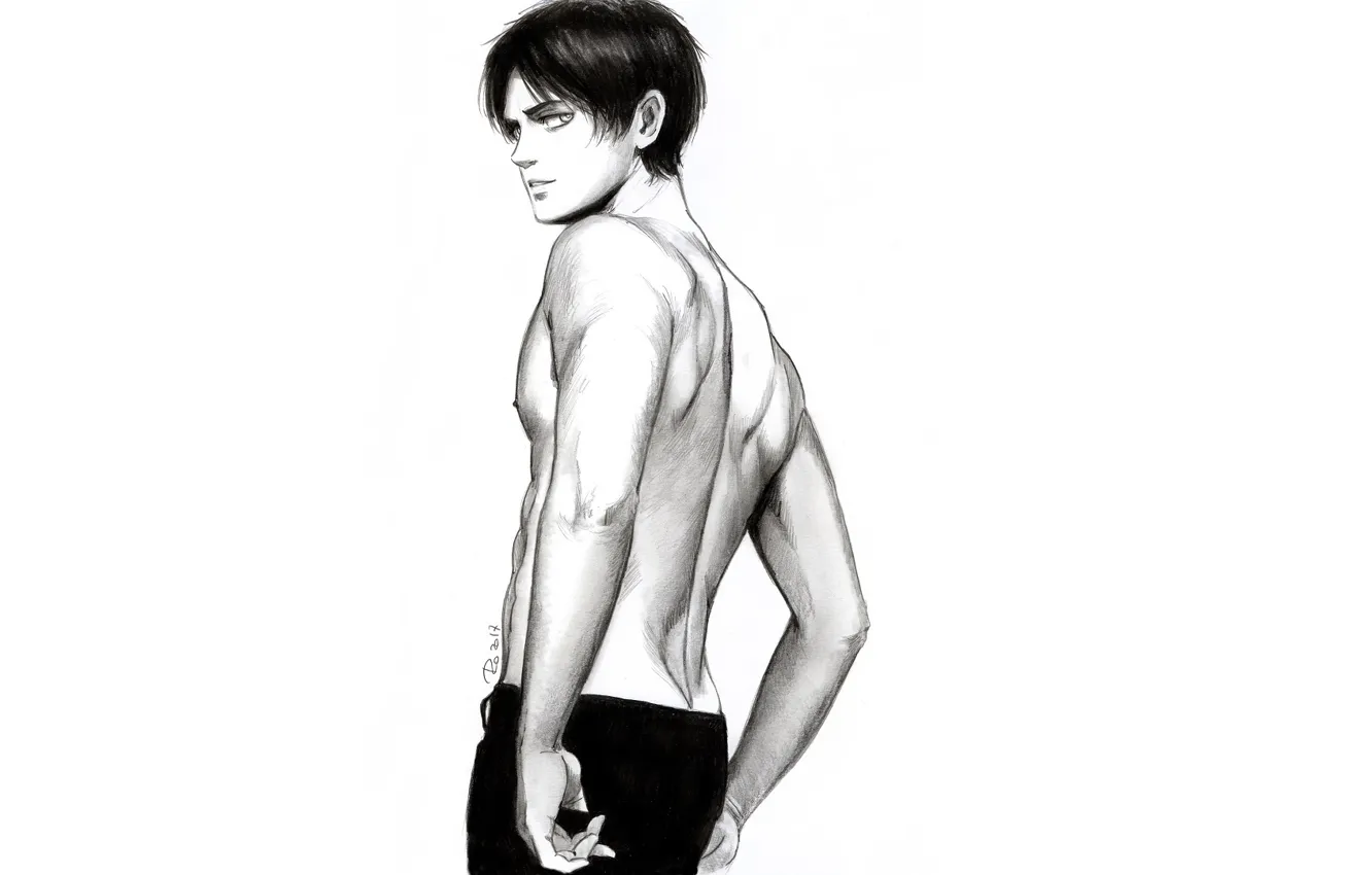 Photo wallpaper art, Shingeki no Kyojin, Attack Of The Titans, Eren Yeager, by redwarrior3, picture a simple …