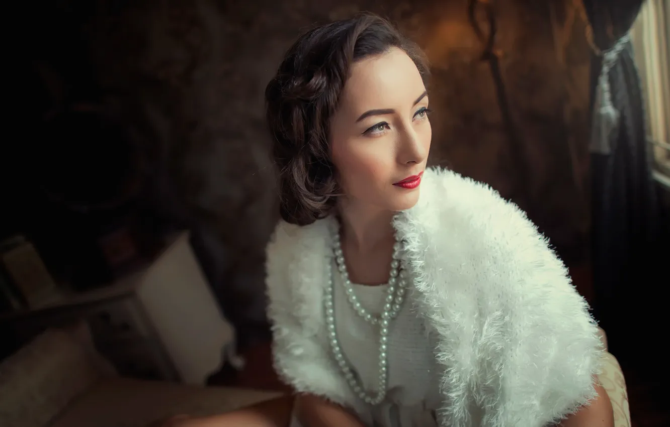 Photo wallpaper look, style, portrait, makeup, pearl, luxury