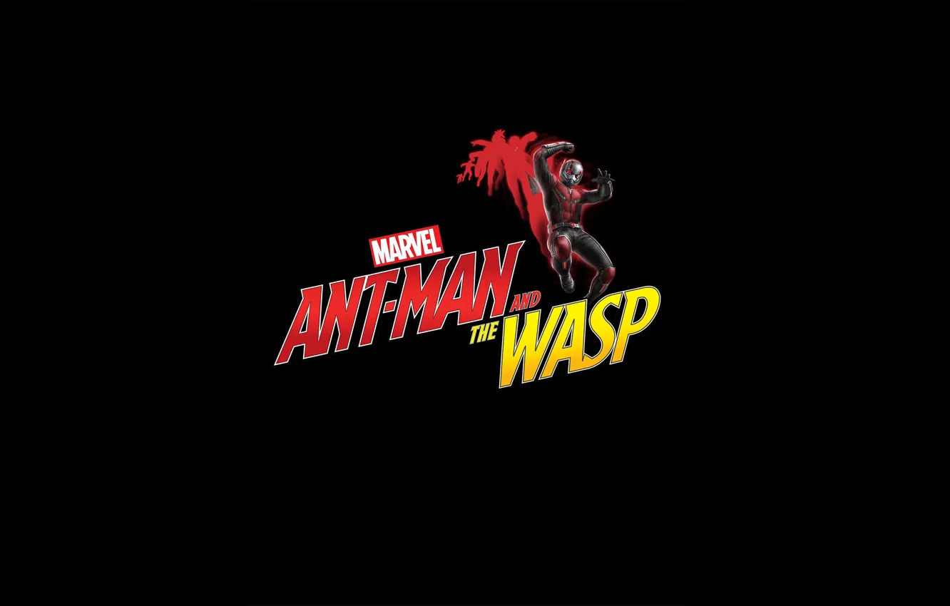 Photo wallpaper fiction, the inscription, costume, black background, comic, MARVEL, Ant-Man, Scott Lang