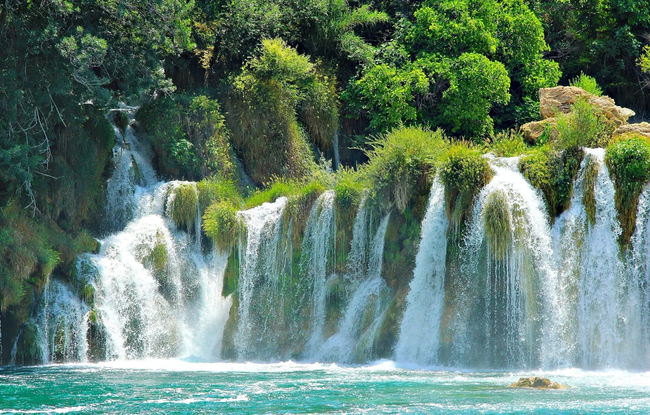 Photo wallpaper waterfalls, Croatia, national Park, Plitvice lakes, Croatia Plitvice Lakes National Park waterfalls