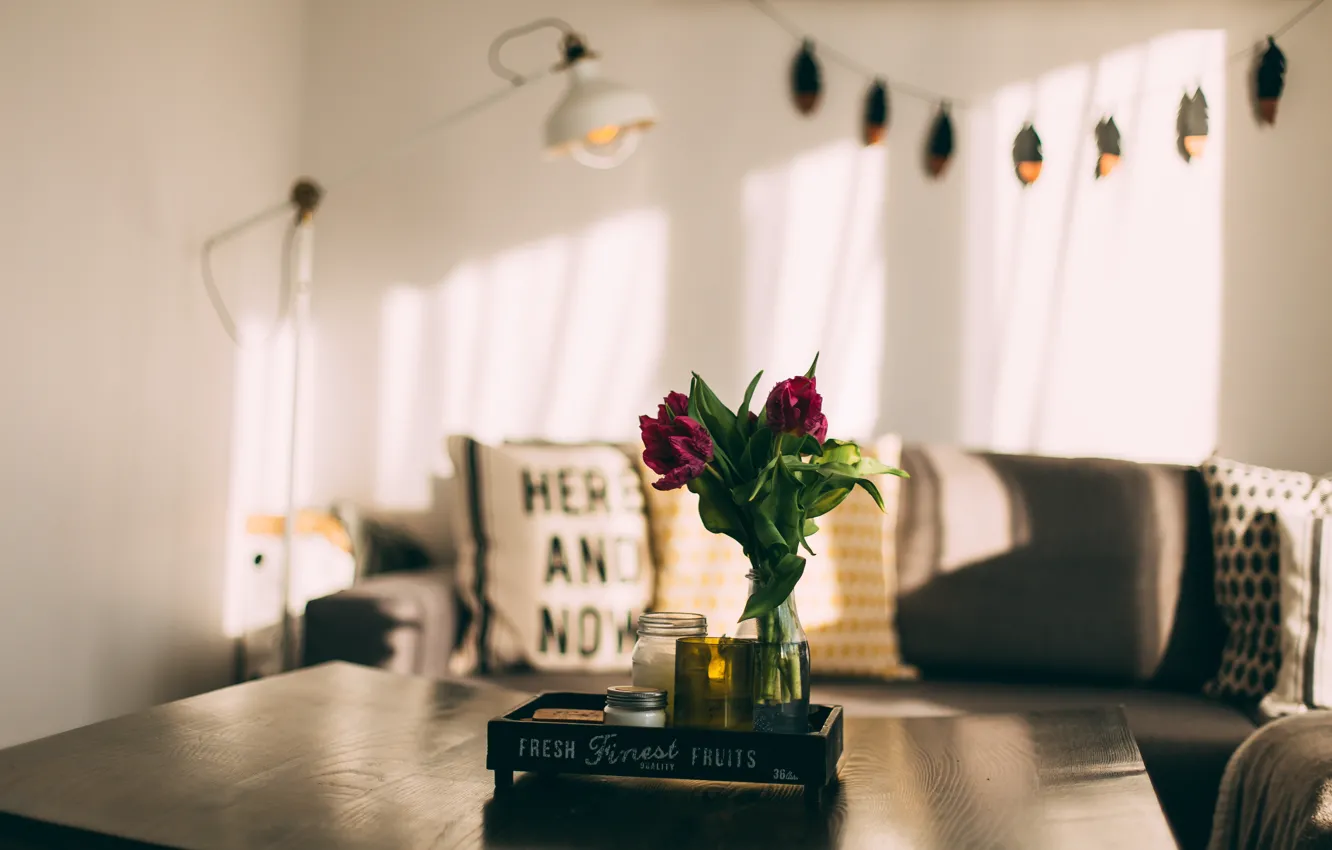 Photo wallpaper flower, photography, room, interior