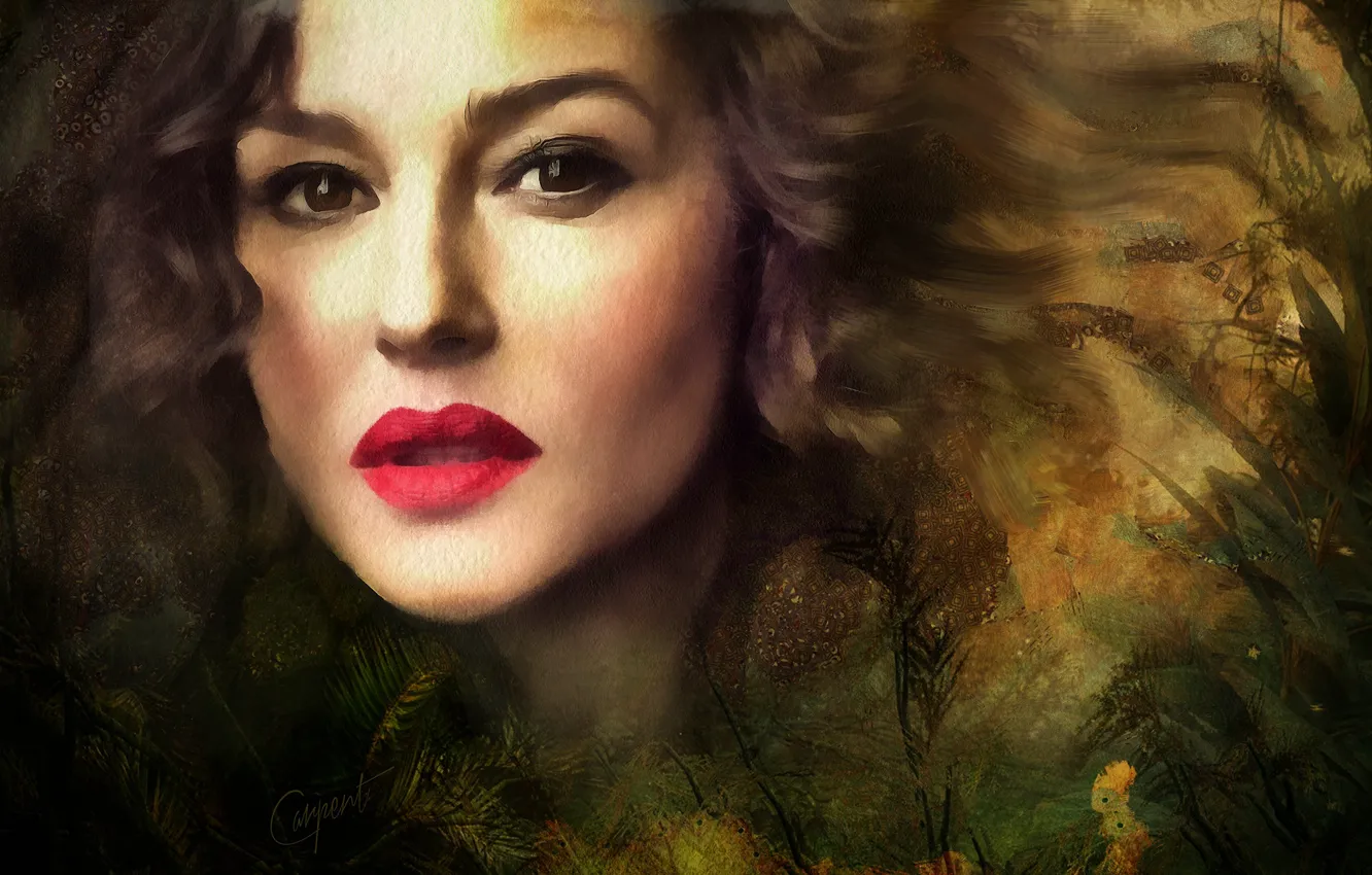 Photo wallpaper face, background, Monica Bellucci