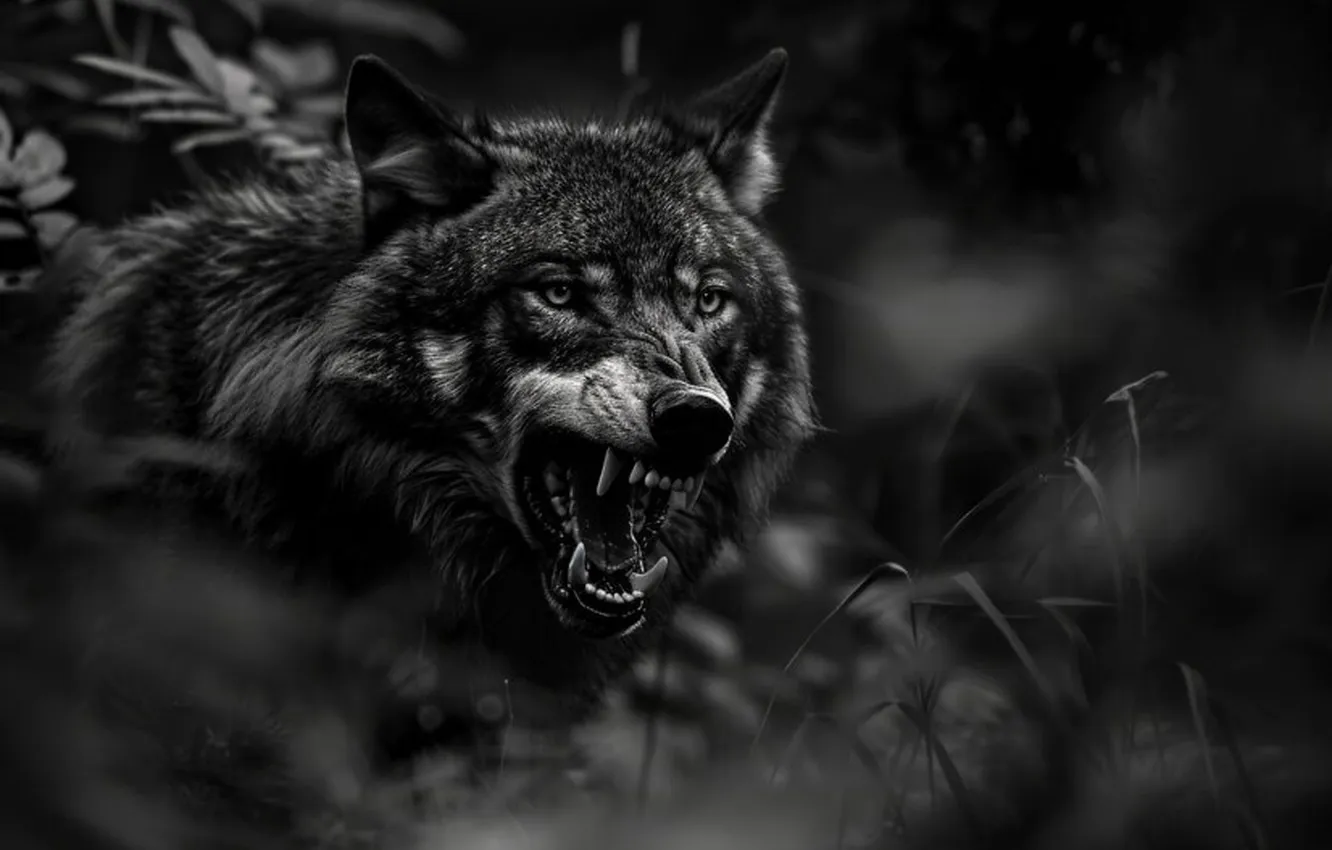 Photo wallpaper Predator, nature, snow, face, animal, wolf, canis lupus, wildlife