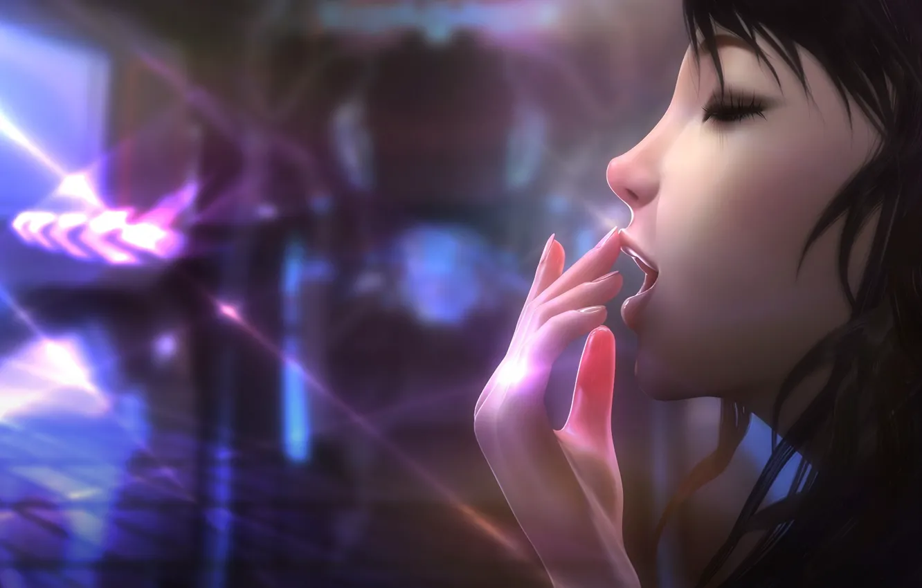 Photo wallpaper macro, hands, profile, Asian, Queen’s Blade