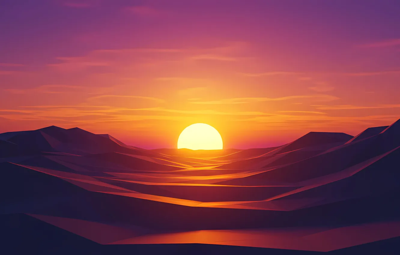 Photo wallpaper sky, sunset, hills