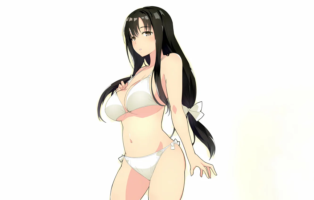 Photo wallpaper girl, sexy, cleavage, long hair, boobs, anime, beautiful, twintails