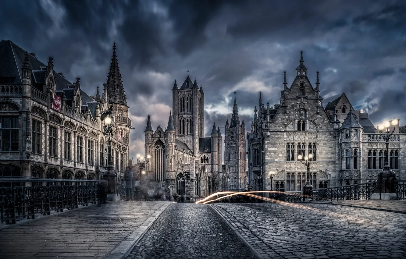 Photo wallpaper Belgium, Ghent, Bridge St Michiels