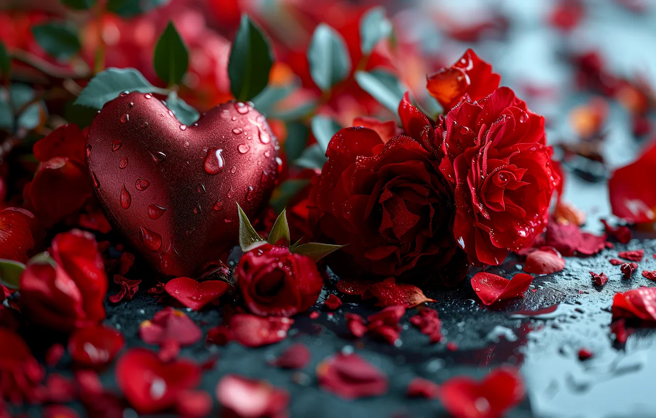 Photo wallpaper love, flowers, gift, romance, heart, roses, love, Valentine's day