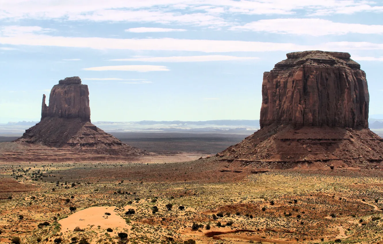 Photo wallpaper sand, the sky, mountains, desert, Utah, Monument Valley, Monument valley