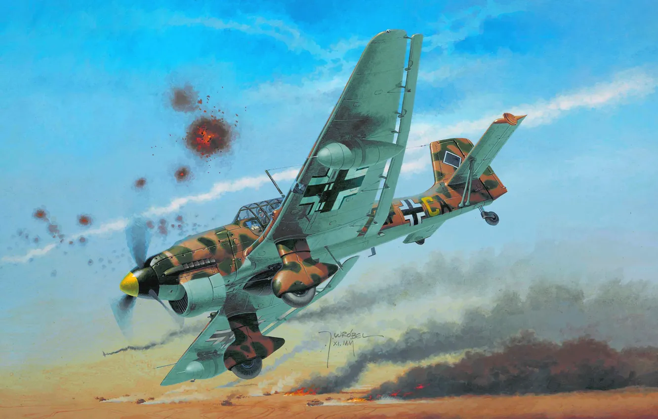 Photo wallpaper the plane, figure, thing, dive bomber, Junkers, Dive bomber, Air force, Luftwaffe