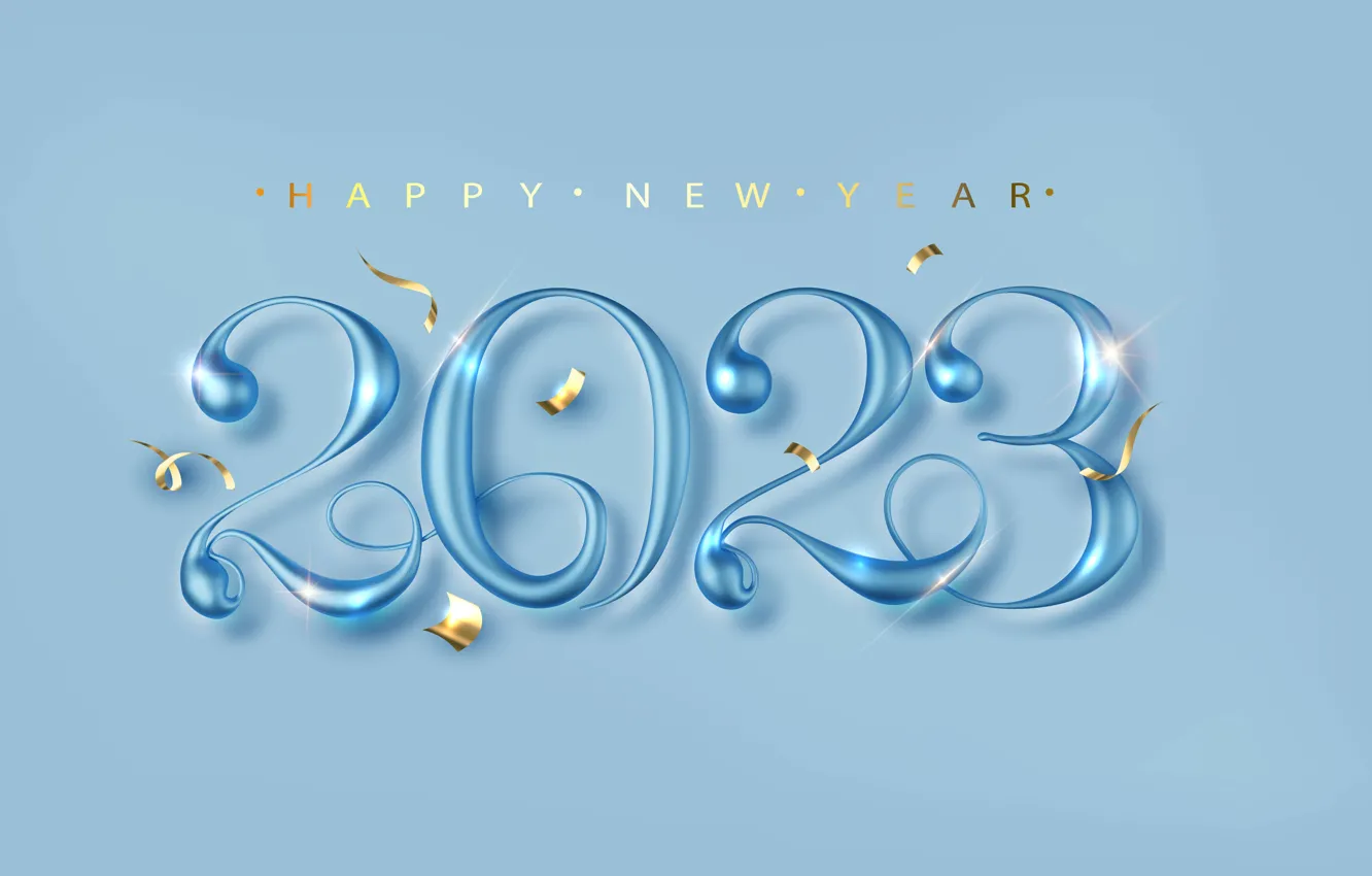 Photo wallpaper figures, date, blue background, 2023, new year