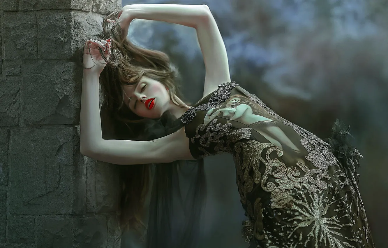 Photo wallpaper girl, fantasy, makeup, dress, art, Dream, Agnieszka Lorek