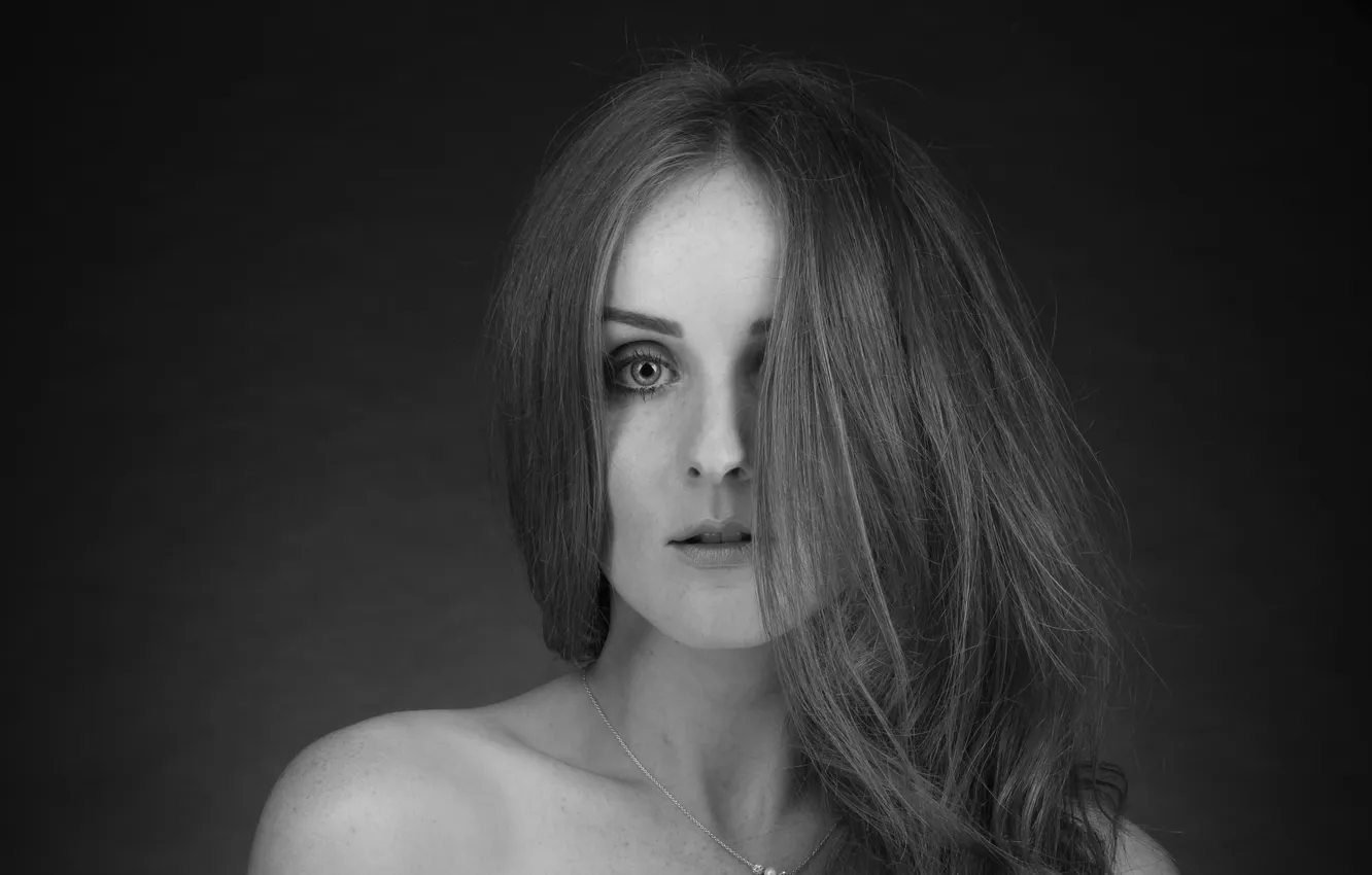 Photo wallpaper look, girl, face, hair