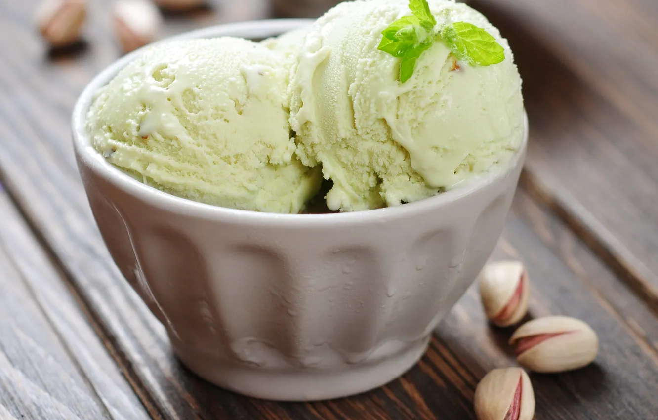 Photo wallpaper ice cream, dessert, sweet, dessert, pistachios, ice cream, pistachio