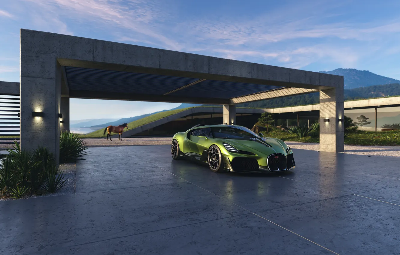 Photo wallpaper coupe, Bugatti, Coupe, hypercar, Hypercar, the only instance, brouillard, 2025