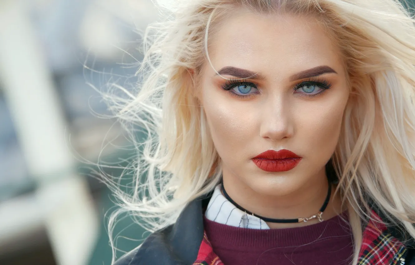 Photo wallpaper look, girl, face, makeup
