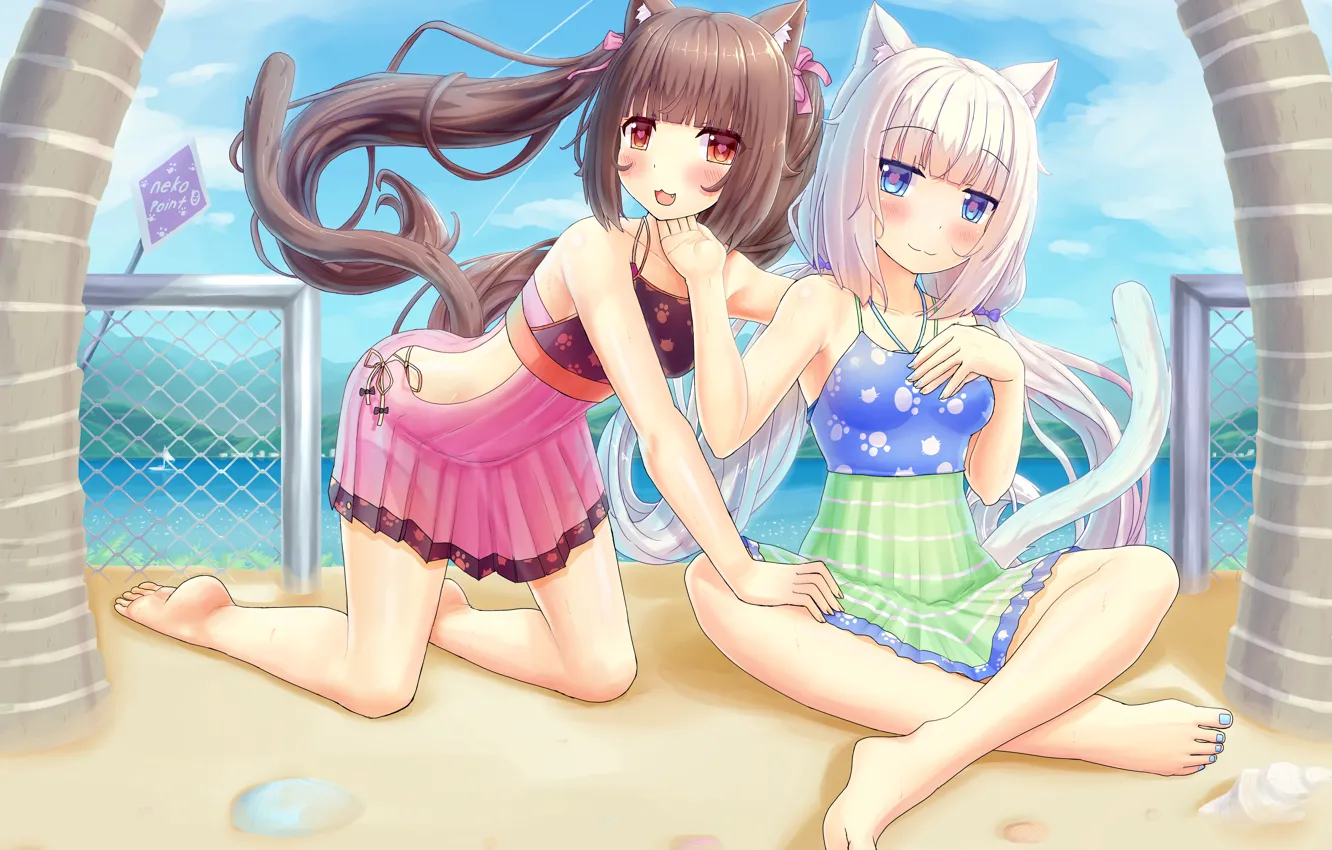 Photo wallpaper girl, sexy, river, long hair, brown hair, anime, beautiful, pretty