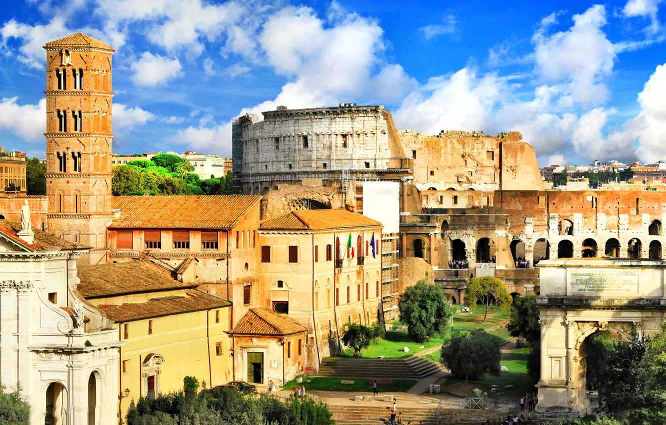 Photo wallpaper home, Rome, Italy, the ruins, architecture, amphitheatre, Ancient Rome