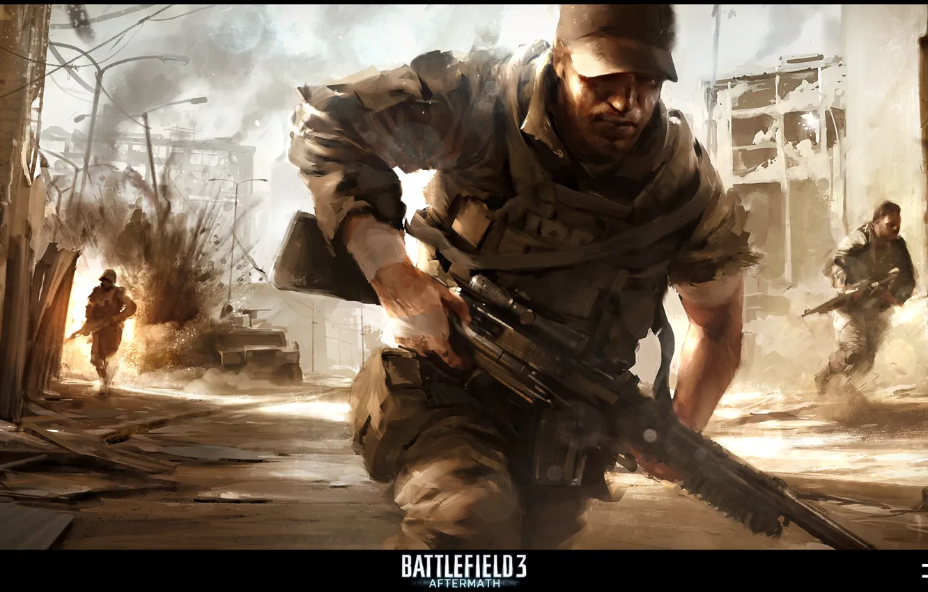 Photo wallpaper battlefield, dust, army, Aftermath, hd gun