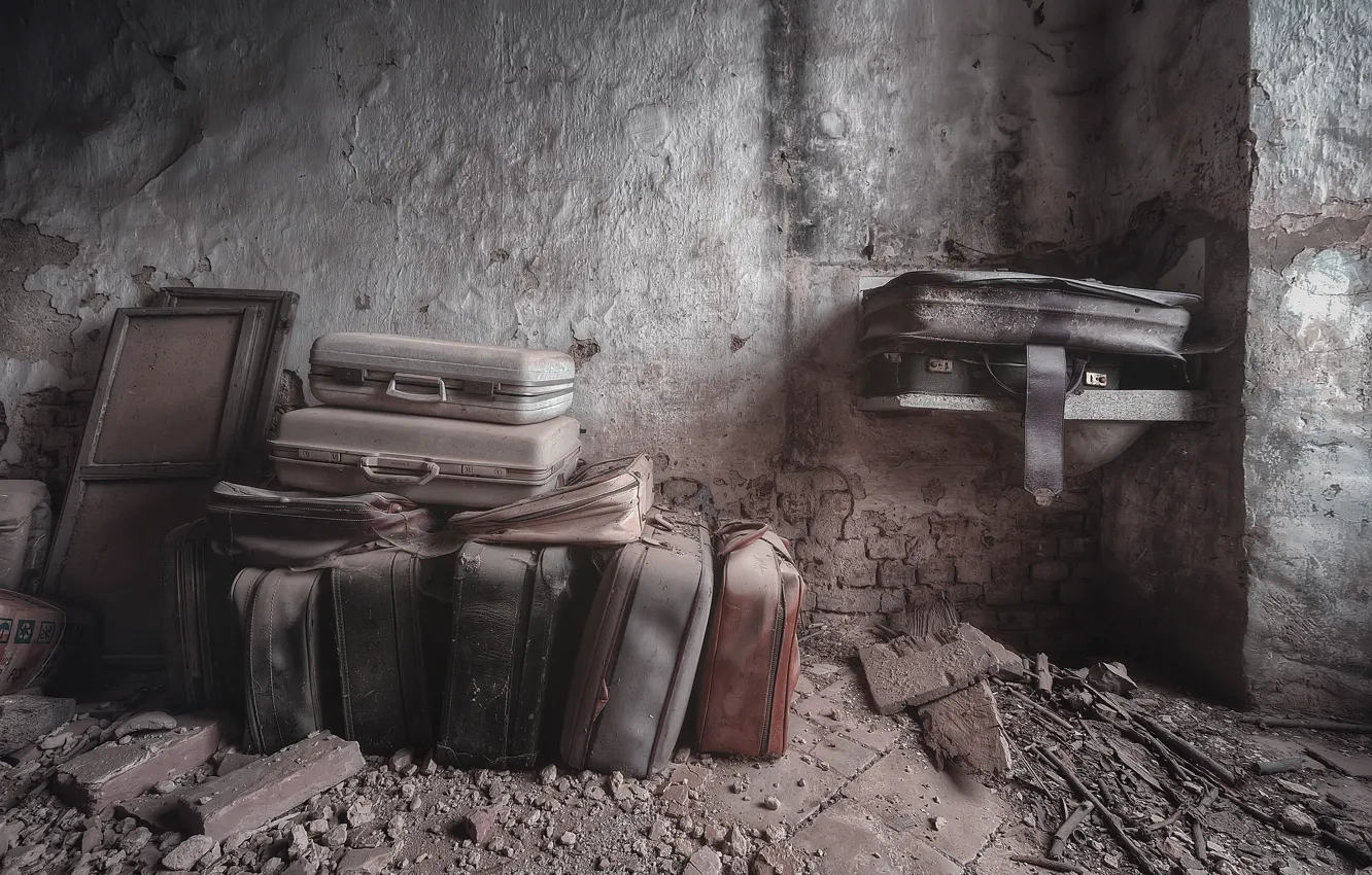 Photo wallpaper background, room, suitcase