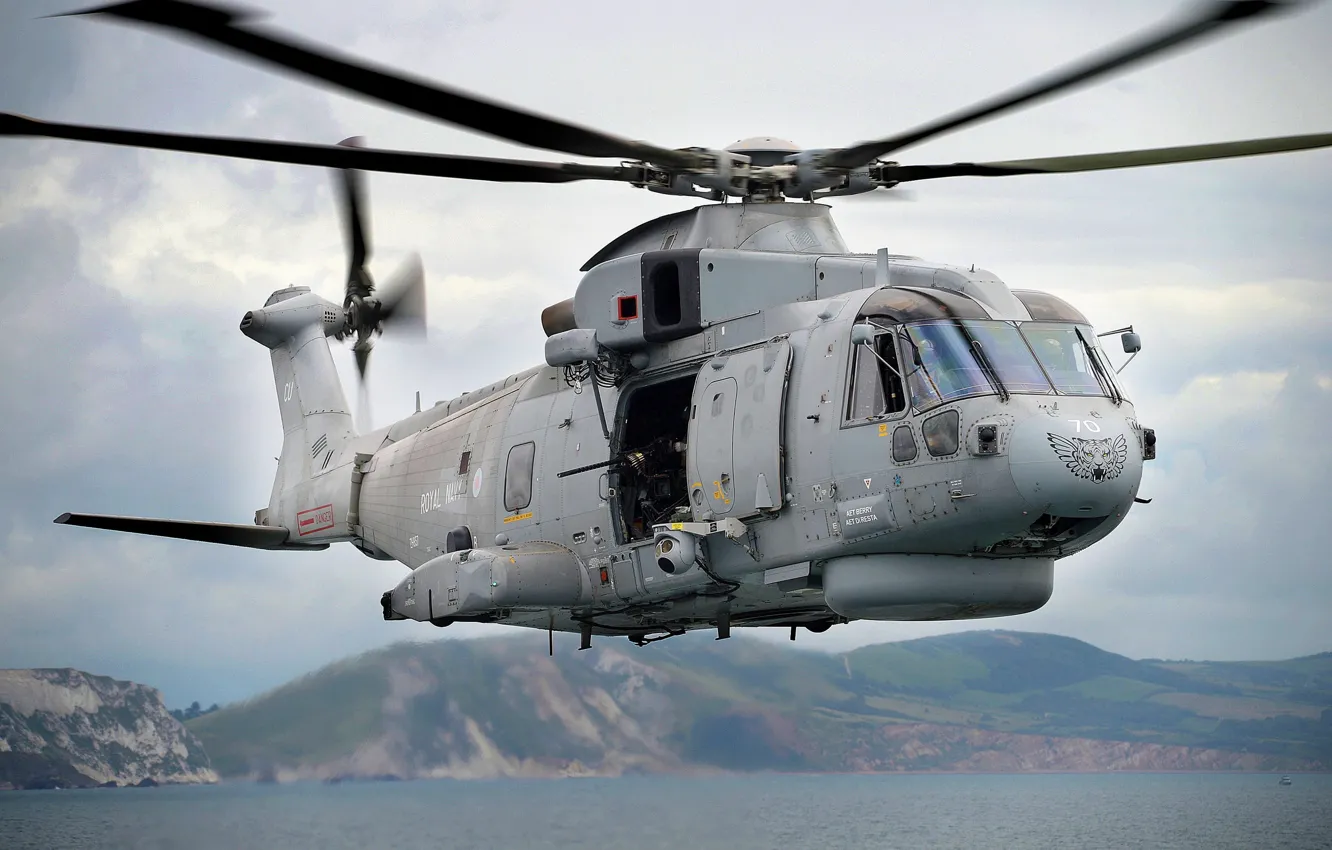 Photo wallpaper gun, sky, weapon, tiger, cloud, helicopter, With, machine gun