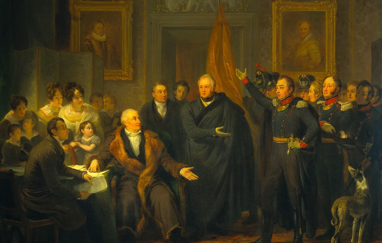 Photo wallpaper oil, picture, canvas, genre, Jan Willem, Pineman, The triumvirate Takes Power into Their own Hands