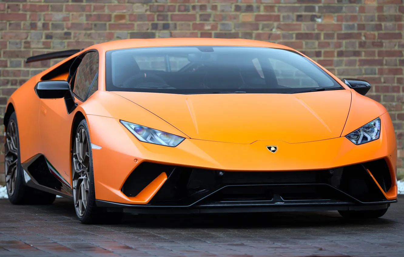 Photo wallpaper Lamborghini, orange, UK-spec, Performante, Huracan, 2017