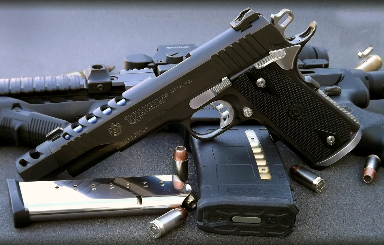 Photo wallpaper gun, tuning, cartridges, rifle, shop, clip, Taurus